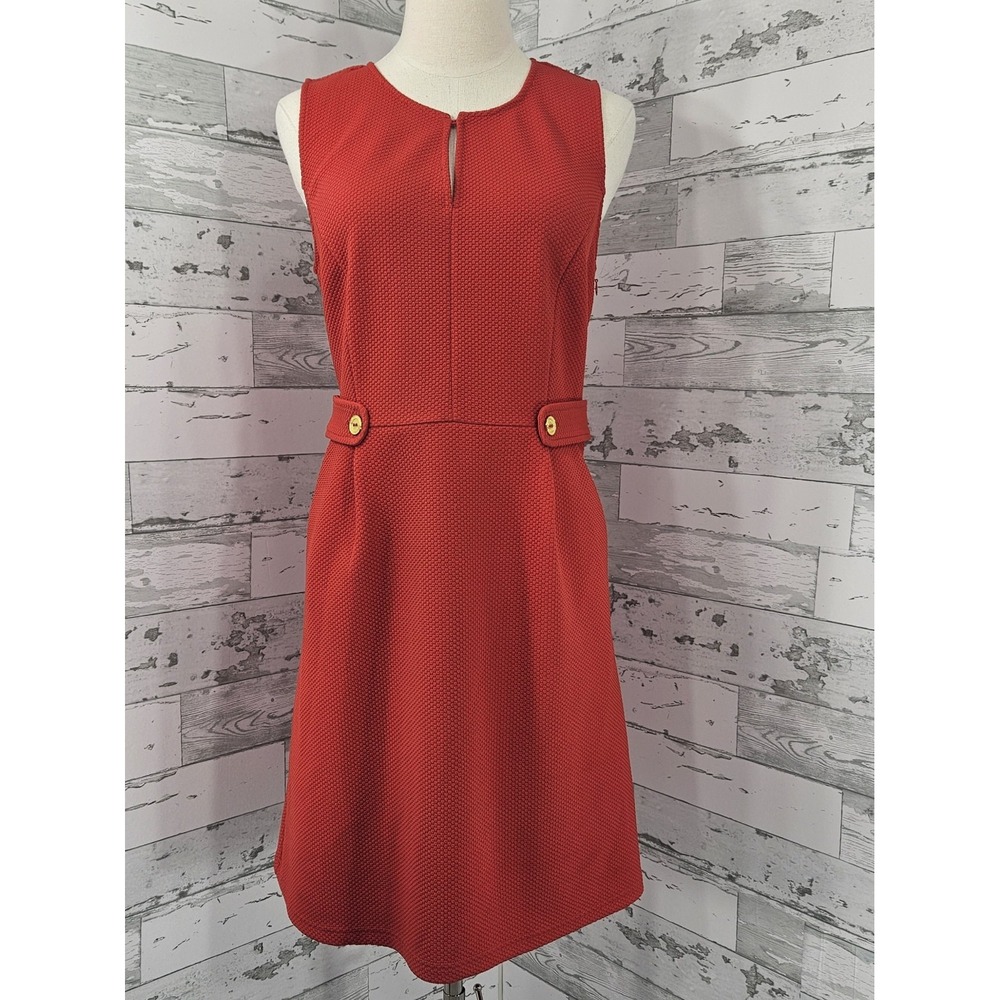 Anthropologie Tabitha Lorel Sleeveless Textured Red Dress Womens 10 Pockets